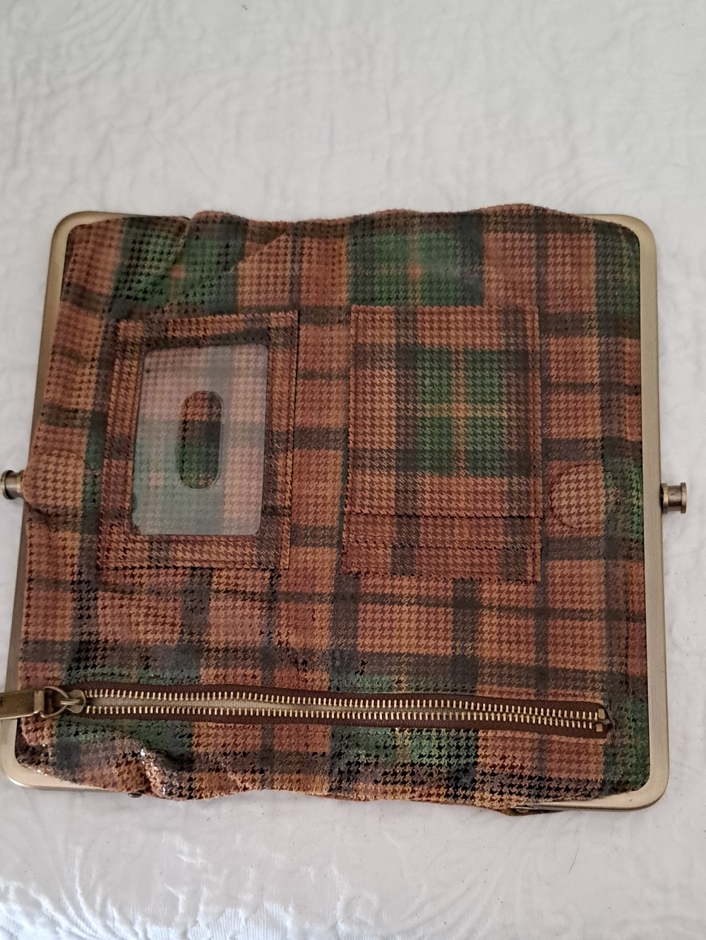 HOBOBrown & Green Plaid Wallet Clutch